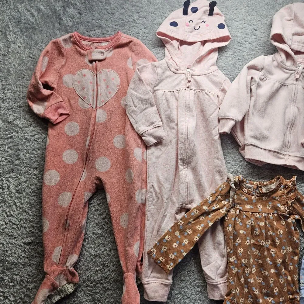 Carter's Baby Girl Clothing Bundle Pink Floral One Piece Size 12 Months